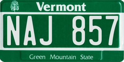 VT license plate NAJ857