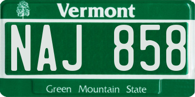VT license plate NAJ858