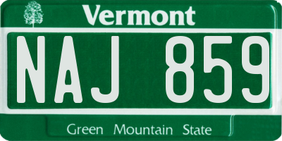 VT license plate NAJ859