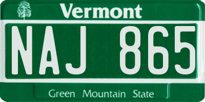 VT license plate NAJ865