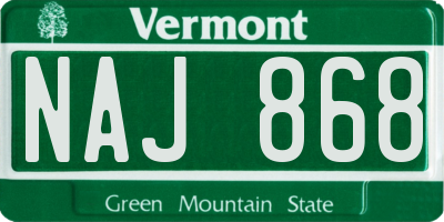 VT license plate NAJ868