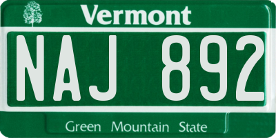 VT license plate NAJ892
