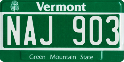 VT license plate NAJ903