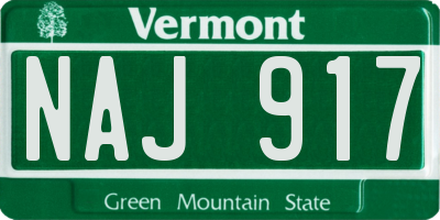 VT license plate NAJ917