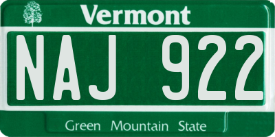 VT license plate NAJ922