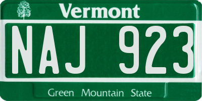 VT license plate NAJ923