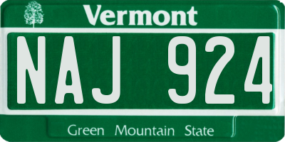 VT license plate NAJ924