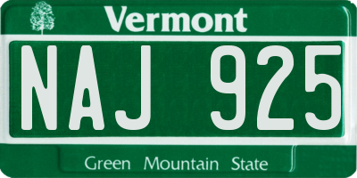 VT license plate NAJ925