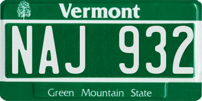 VT license plate NAJ932
