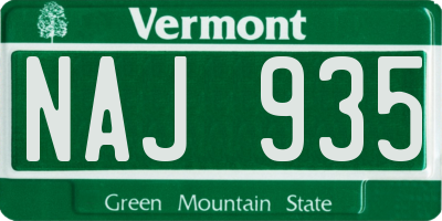 VT license plate NAJ935