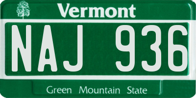 VT license plate NAJ936