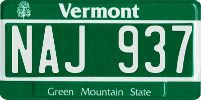 VT license plate NAJ937