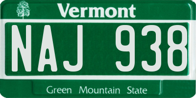 VT license plate NAJ938