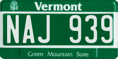 VT license plate NAJ939