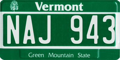 VT license plate NAJ943