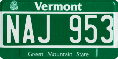 VT license plate NAJ953