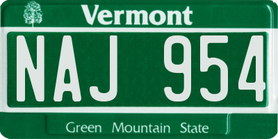 VT license plate NAJ954
