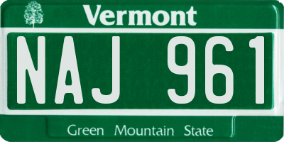 VT license plate NAJ961