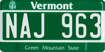 VT license plate NAJ963