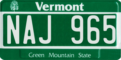 VT license plate NAJ965