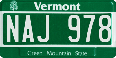 VT license plate NAJ978