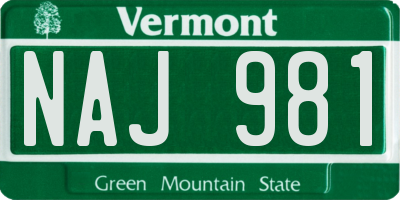 VT license plate NAJ981
