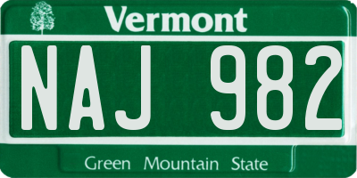 VT license plate NAJ982