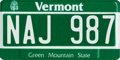 VT license plate NAJ987