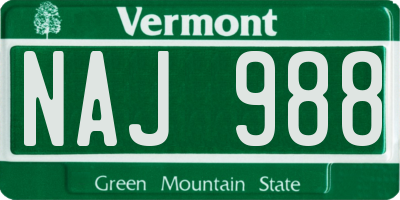 VT license plate NAJ988