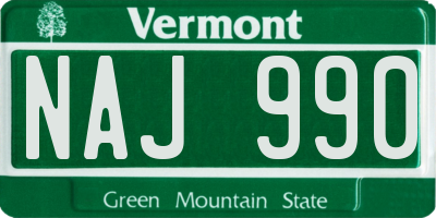 VT license plate NAJ990