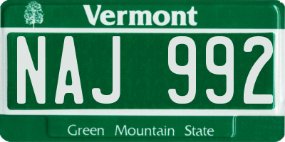 VT license plate NAJ992