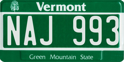 VT license plate NAJ993