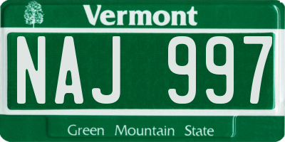 VT license plate NAJ997
