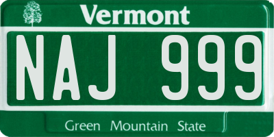 VT license plate NAJ999
