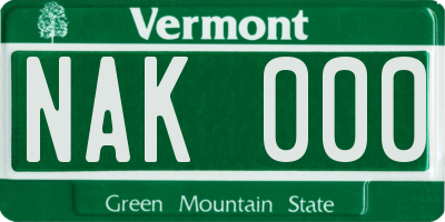 VT license plate NAK000