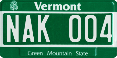 VT license plate NAK004