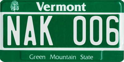 VT license plate NAK006