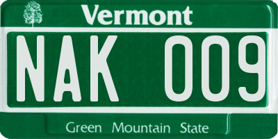 VT license plate NAK009