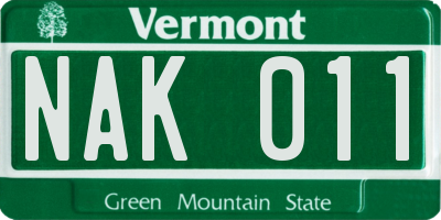 VT license plate NAK011