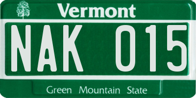 VT license plate NAK015