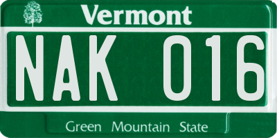 VT license plate NAK016