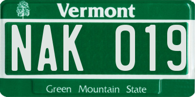 VT license plate NAK019