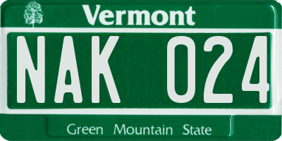VT license plate NAK024
