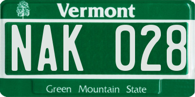 VT license plate NAK028