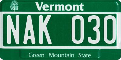 VT license plate NAK030