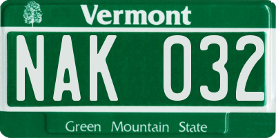 VT license plate NAK032