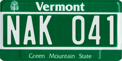 VT license plate NAK041