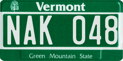 VT license plate NAK048