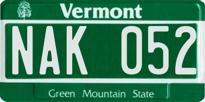 VT license plate NAK052