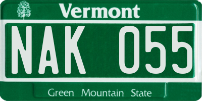 VT license plate NAK055